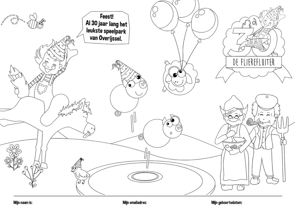 Kleurplaat 30 jaar Flierefluiter