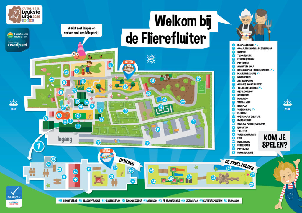 Ontdek het speelpark met deze plattegrond