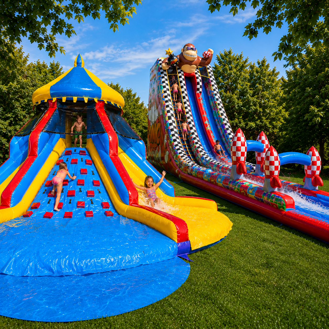 Maak je klaar voor een spetterend zomeruitje in het Inflatable Waterpark van De Flierefluiter! Deze zomer zorgen we voor extra veel waterpret met drie spectaculaire opblaasattracties waar klimmen, glijden en plonzen centraal staan.